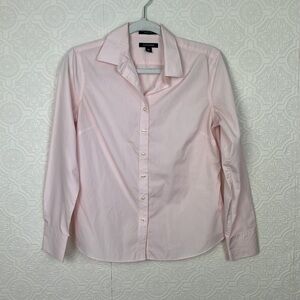 Lands End No Iron Supima Cotton Light Pink Button Up Career Work Wear 6P Petite